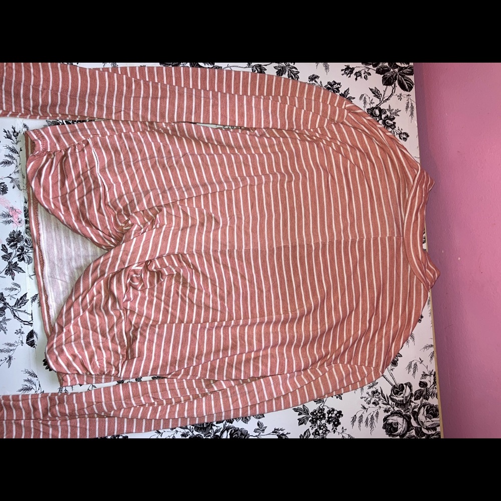 Peach and white stripes shirt/blouse